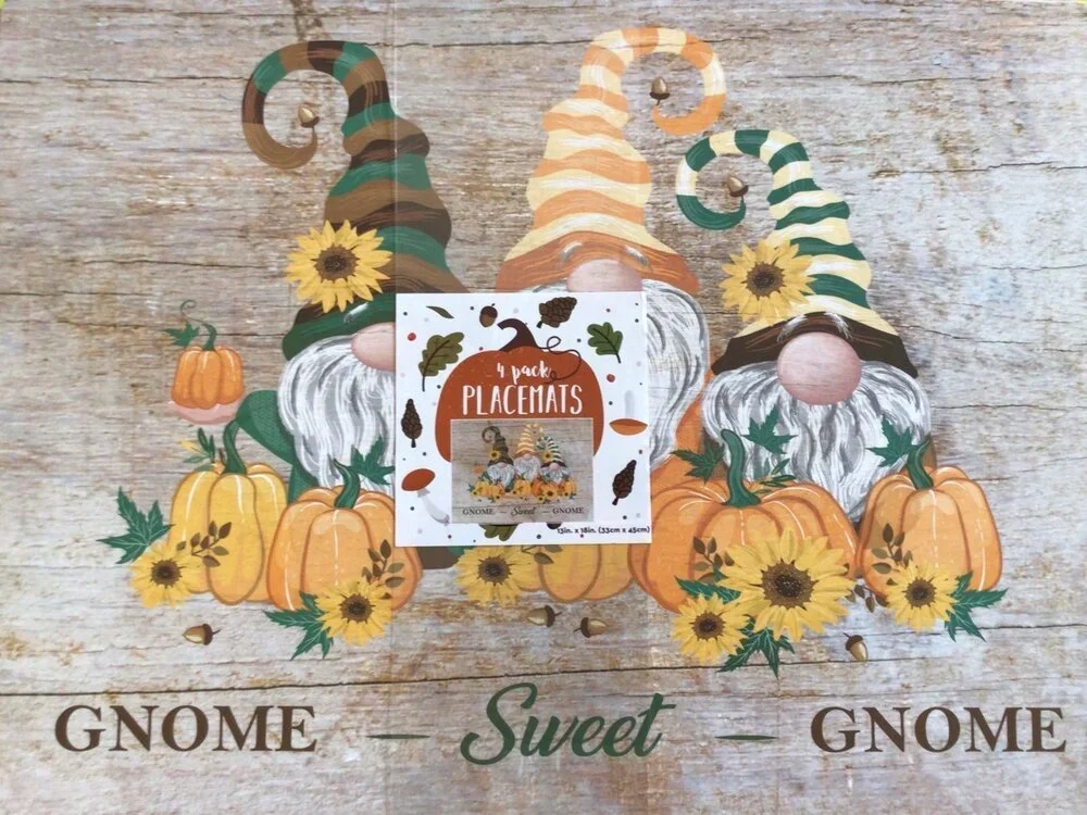 NWT❤️Sweet Pumpkins Gnome Trio 4pcs placemats